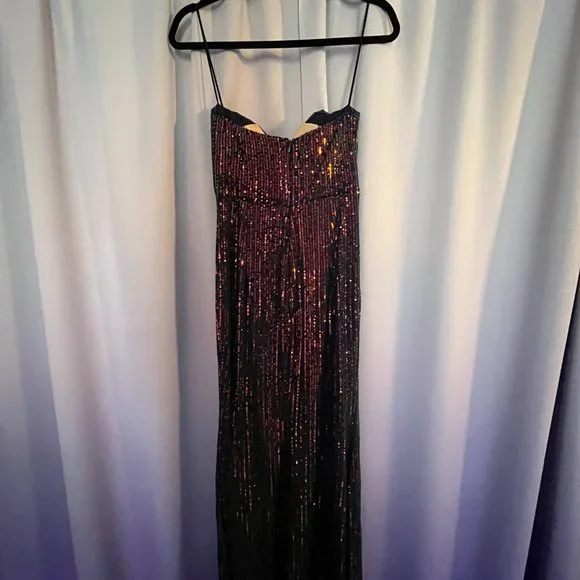 Selfie Leslie Navy Thigh Split Sequin Dress - Picture 4 of 6